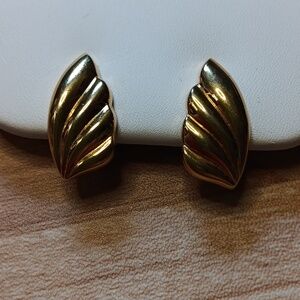 Monet signed golden tone wing clip on earrings